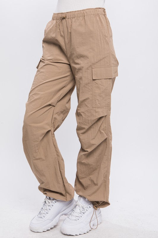 Beige Cargo Pants With Toggle Detail