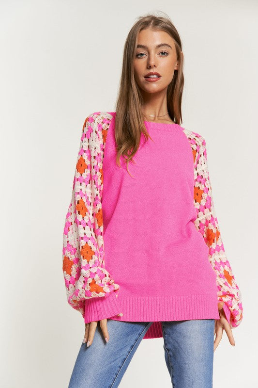 Long Sleeve Knit Floral Sweater