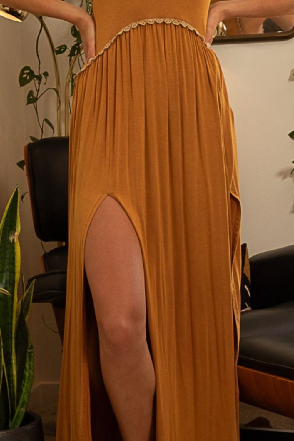POL Sleeveless Back Zipper Front Slit Maxi Dress – Blue Hawthorn Boutique