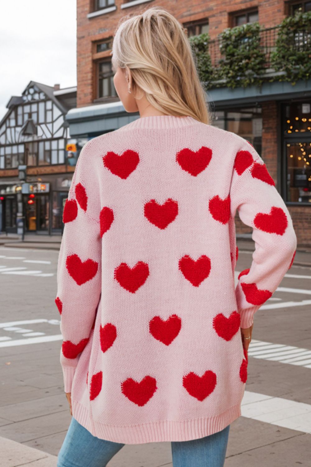 Heart botton down 2024 sweater