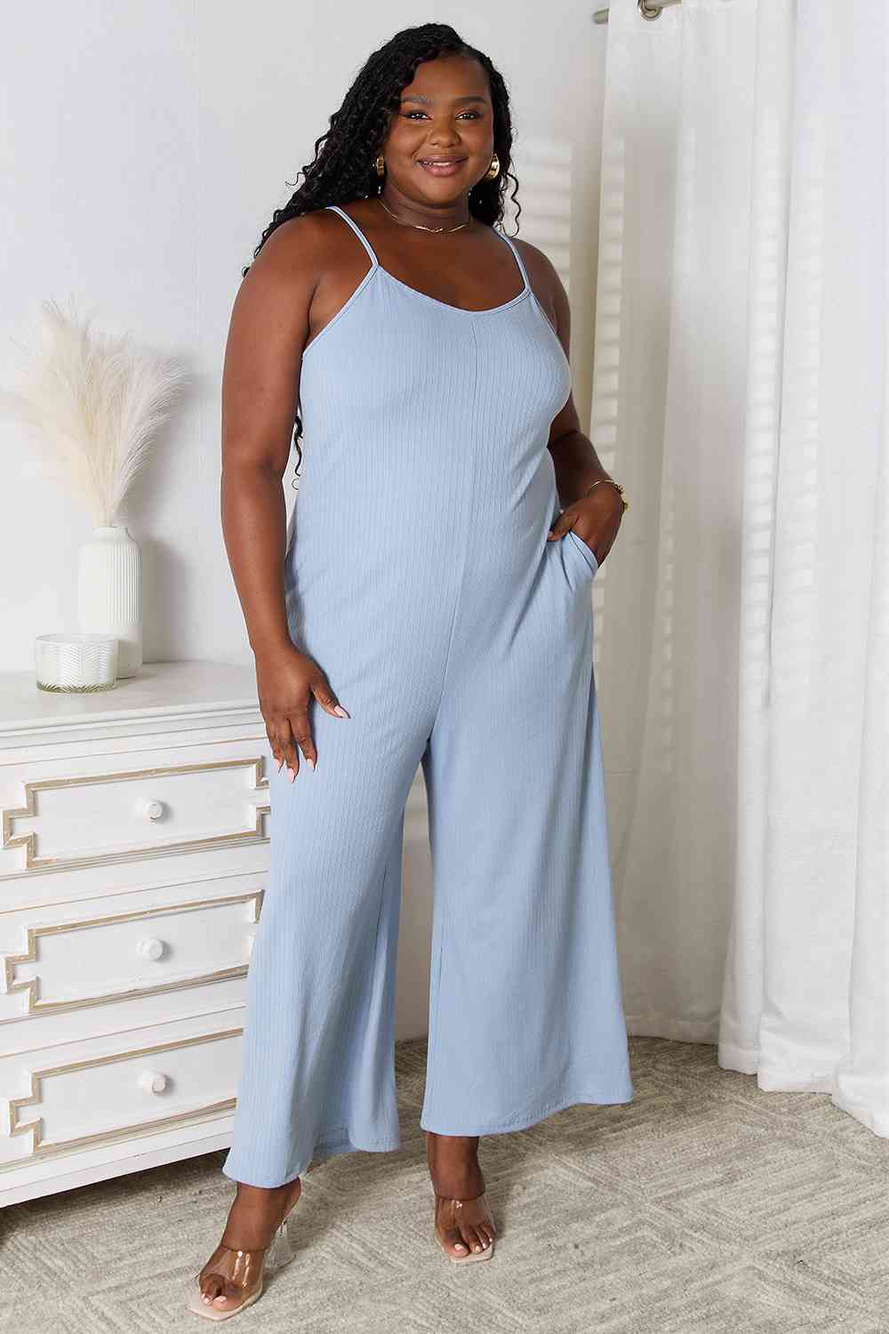 Plus size v neck hot sale jumpsuit