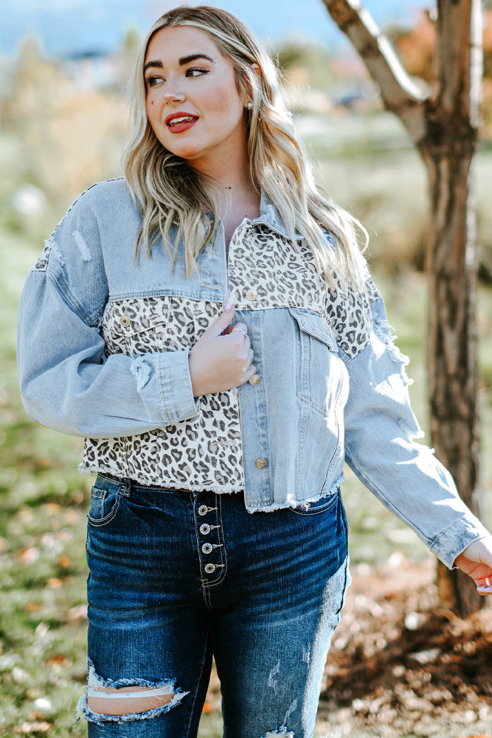 Distressed plus size hot sale jean jacket