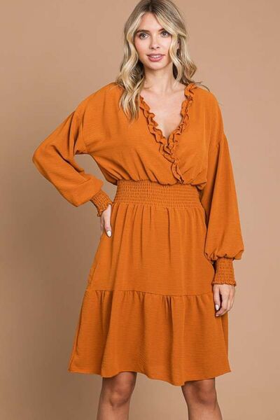 Lantern Sleeve Wrap Dress