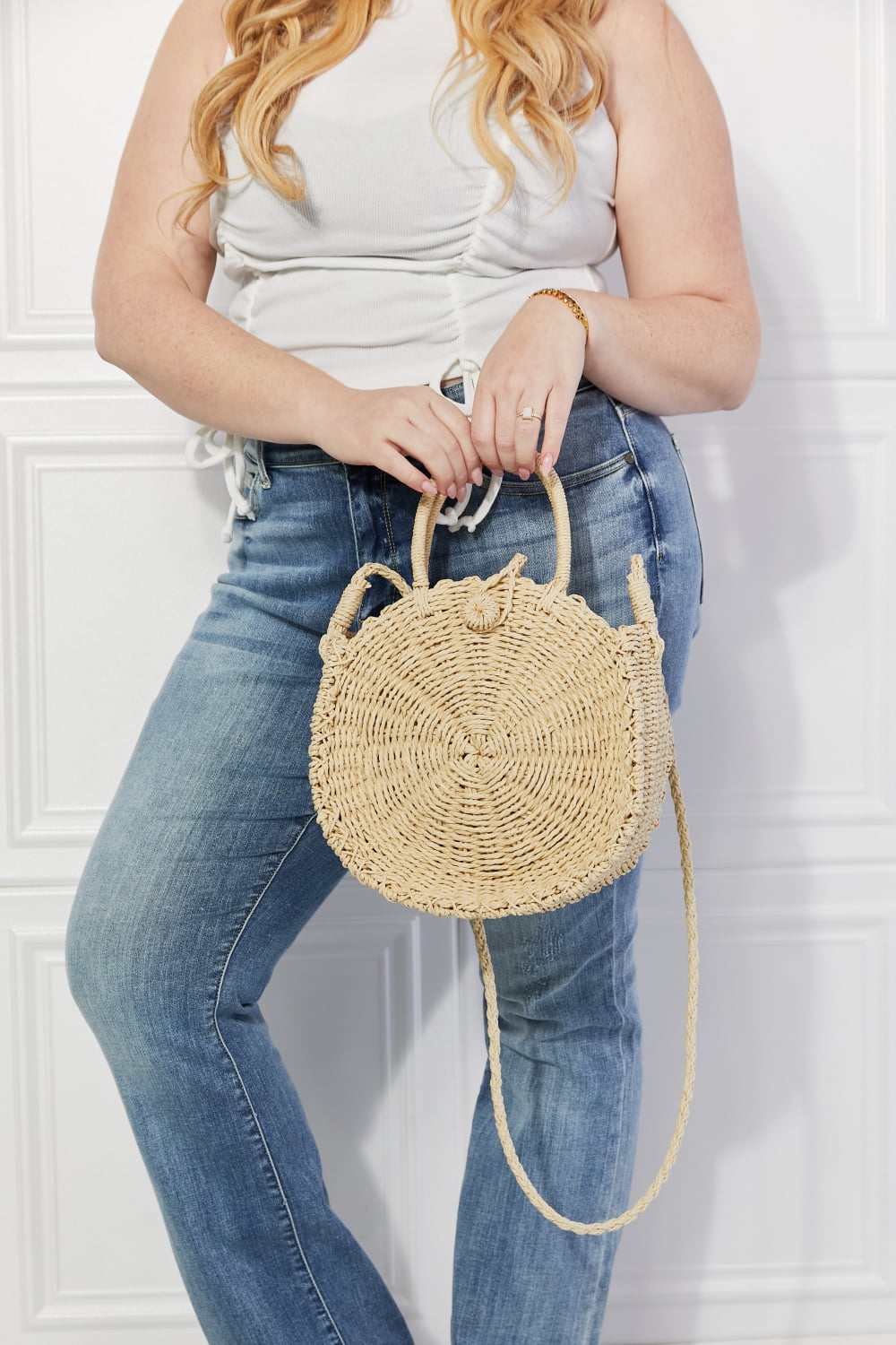Petite Alice Straw Bag - Ivory In Natural