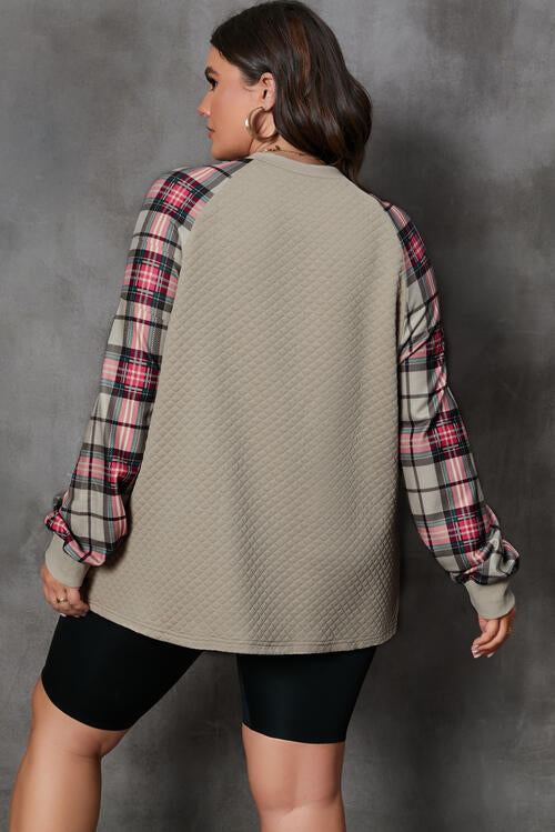 Plaid best sale sleeve sweatshirt