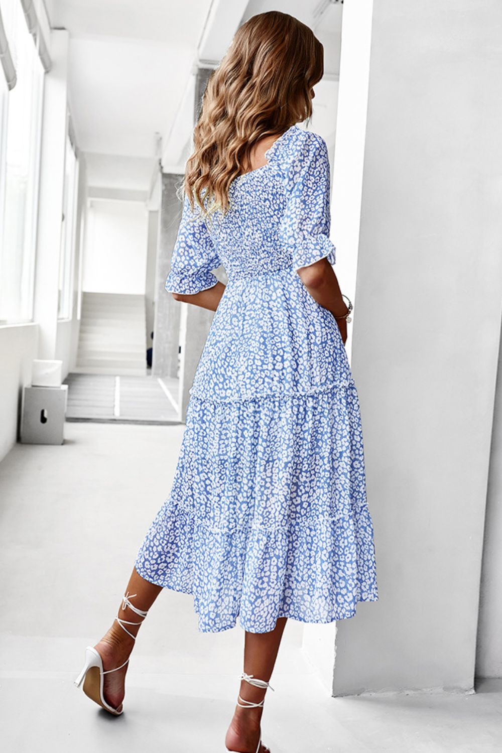 chinese dress ladies White and Pink Floral Strapless Maxi Dress main image 0