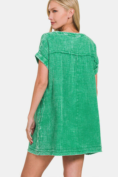 slim fit dress slacks Hunter Green Short Sleeve Mini T-Shirt Dress -All Dresses