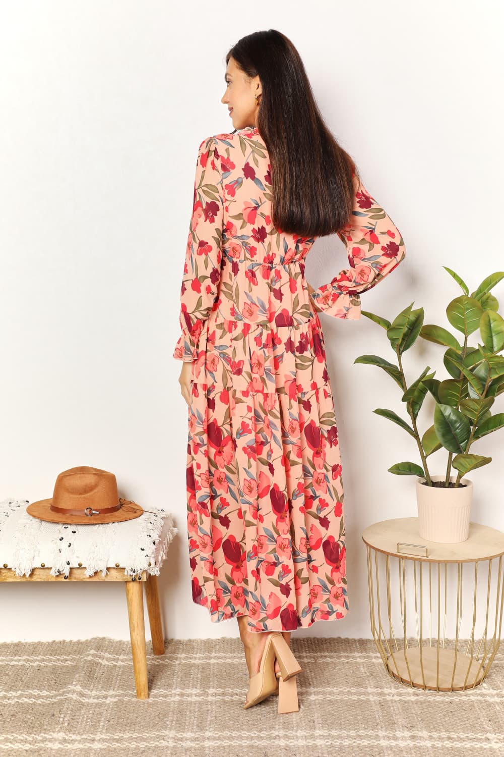 Floral plunge outlet maxi dress