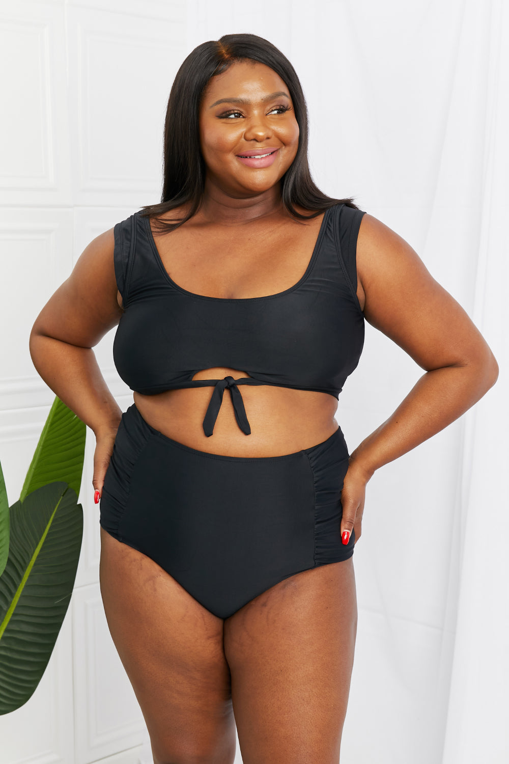 Marina West Swim Sanibel Crop Swim Top and Ruched Bottoms Set in