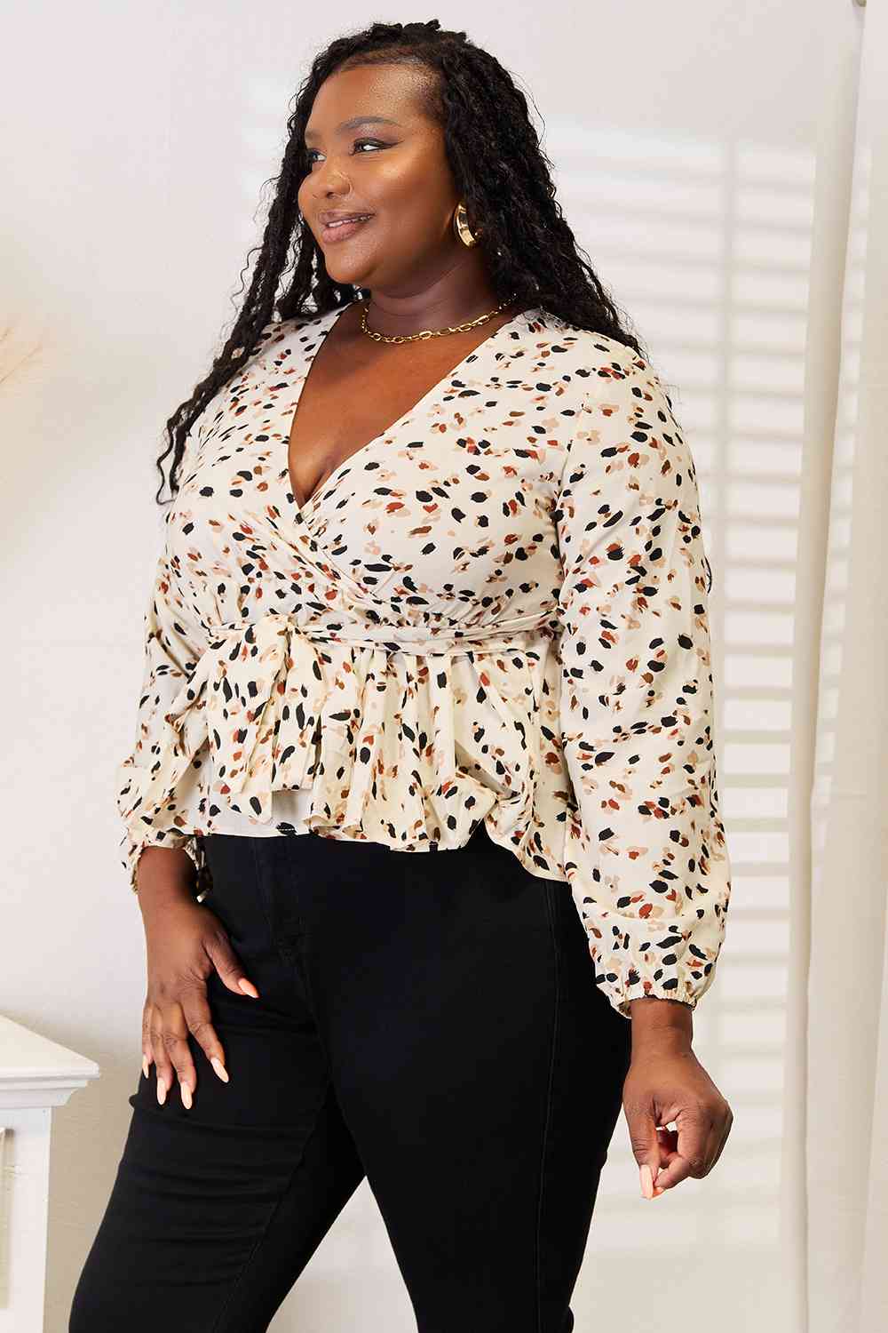 plunge peplum top