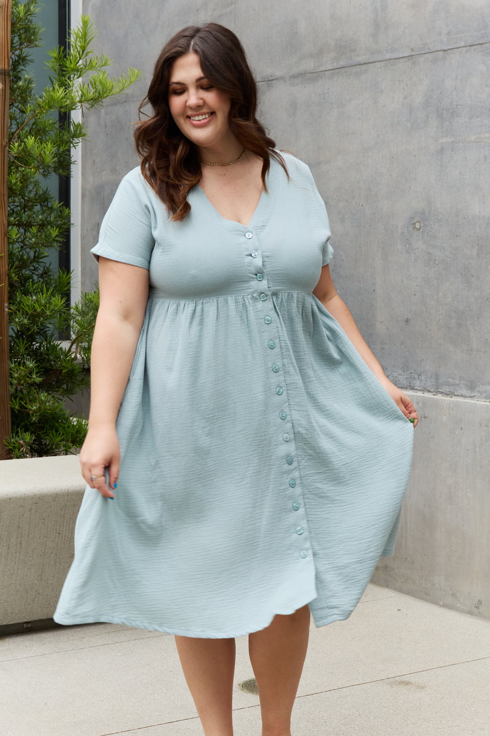 Sweet Lovely By Jen Full Size Button Down Midi Dress – Blue Hawthorn  Boutique