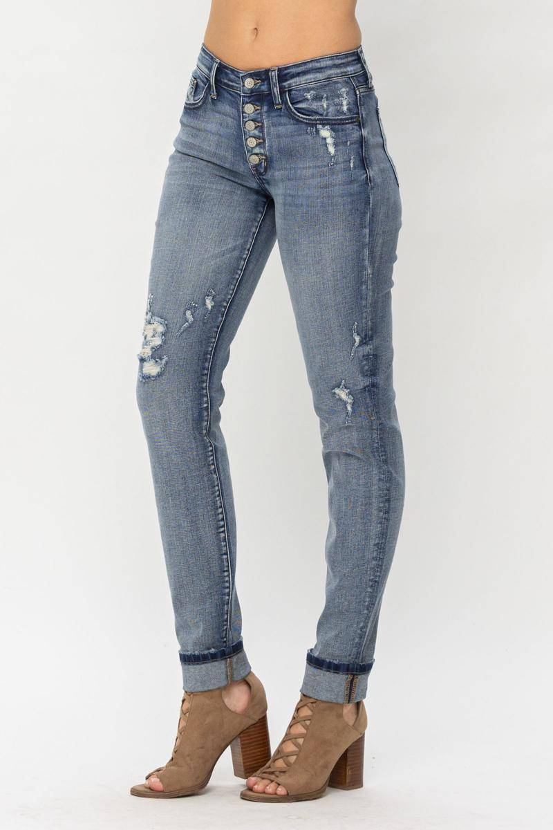 Judy Blue Embroidered Boyfriend Jeans