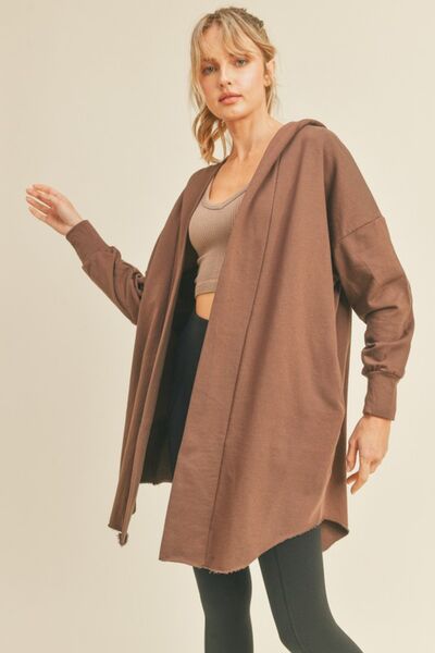 Hooded open hot sale front cardigan