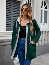 Drawstring Long Sleeve Hooded Jacket