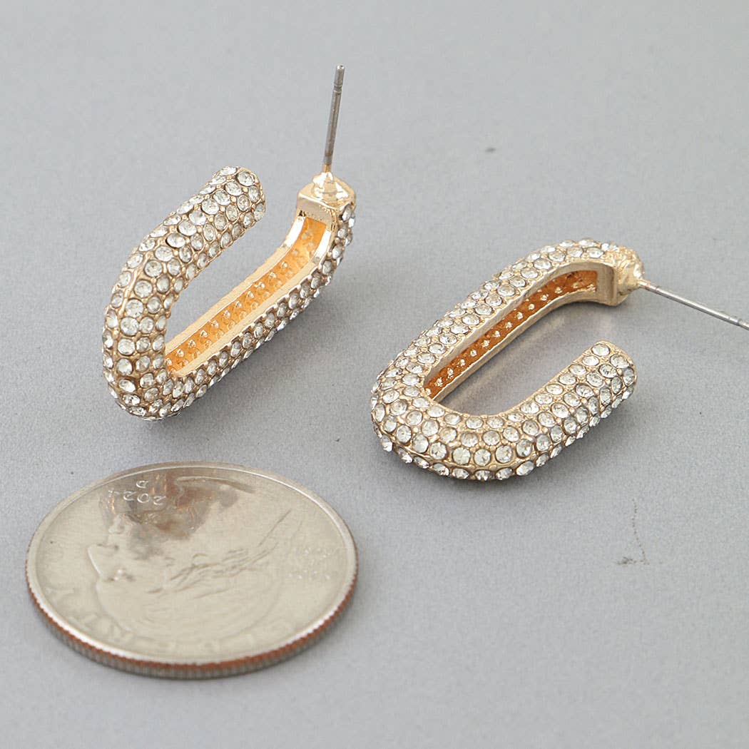 Bejeweled Link Chain Hoop Earrings