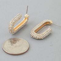 Bejeweled Link Chain Hoop Earrings