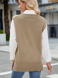 Side Slit V-Neck Sweater Vest