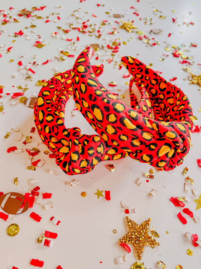 Red Gold Leopard Knotted Headband R2S