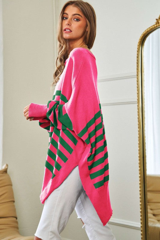 Striped cardigan with hot sale elbow patches