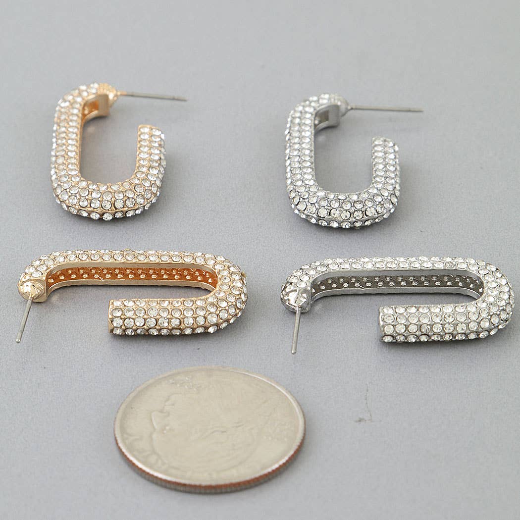 Bejeweled Link Chain Hoop Earrings