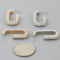 Bejeweled Link Chain Hoop Earrings