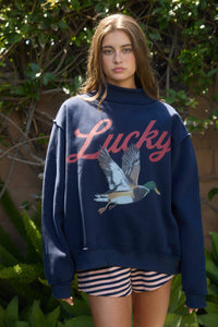 Lucky Duck Reversible Mock-Neck Sweatshirt