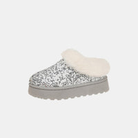 Plush Trim Sequin Platform Boots