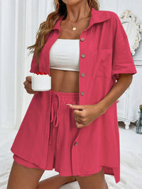 Button Up Half Sleeve Top and Shorts Set