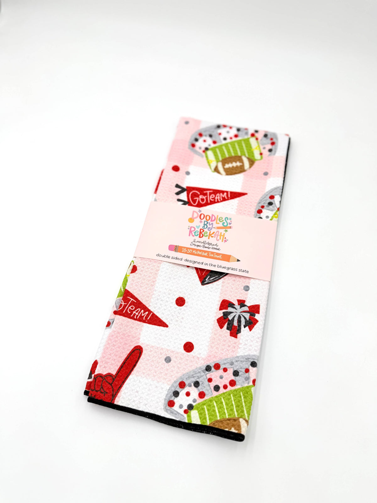 Red & Black Football Game Day- Microfiber Waffle Weave Tea Towel