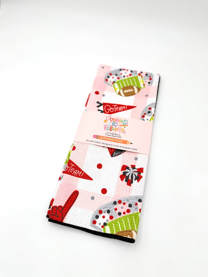 Red & Black Football Game Day- Microfiber Waffle Weave Tea Towel