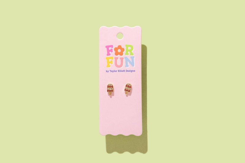 Pink Popsicle Stud Earrings