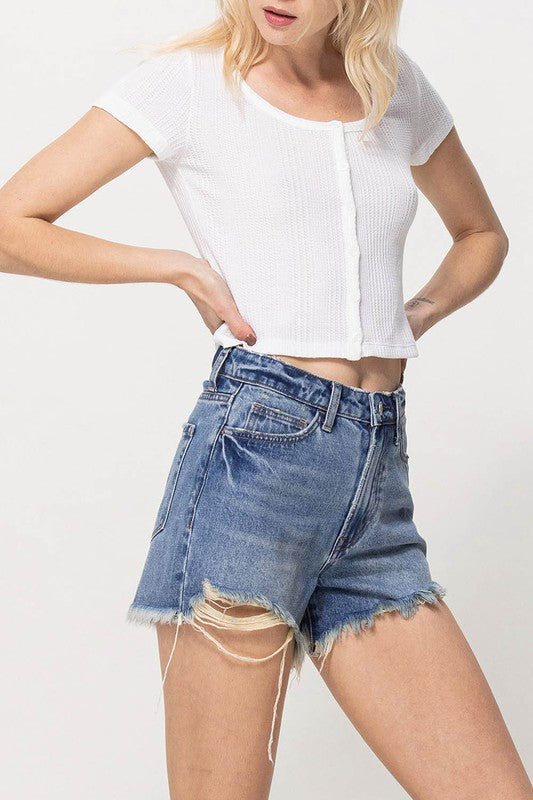 Distressed on sale mom shorts