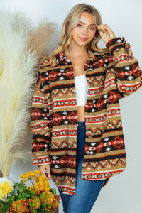 Long Sleeve Aztec Print Woven Jacket