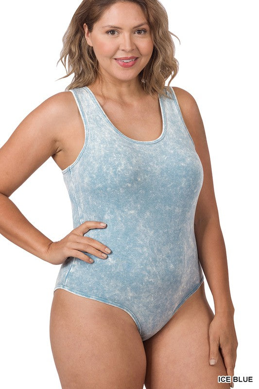 ACID WASH RACERBACK TANK BODYSUIT