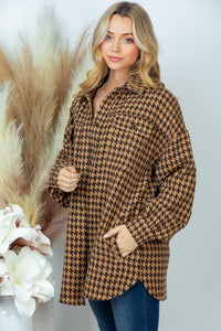 Long Sleeve Houndstooth Woven Jacket