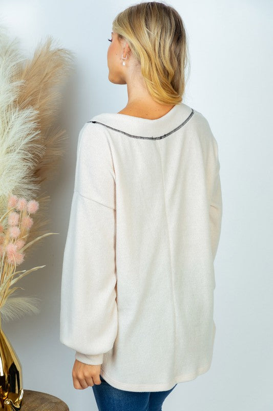 PLUS SIZE Long Sleeve Solid Knit Top