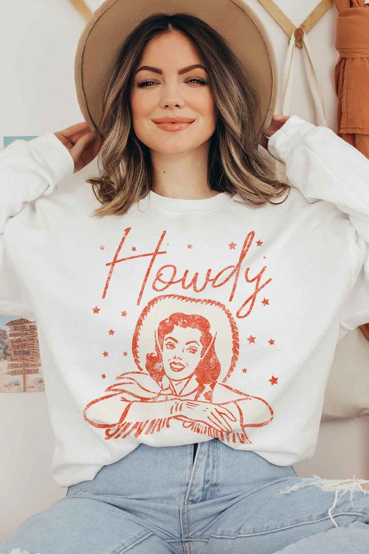 HOWDY COWGIRL GRAPHIC PLUS SIZE SWEATSHIRT