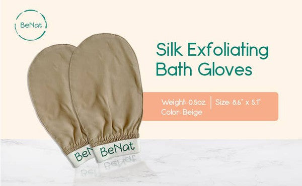 Silk Exfoliating Bath Gloves -Raw Silk