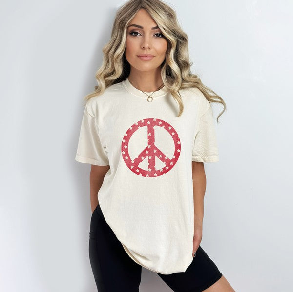 Patriotic Peace Sign Garment Dyed Tee