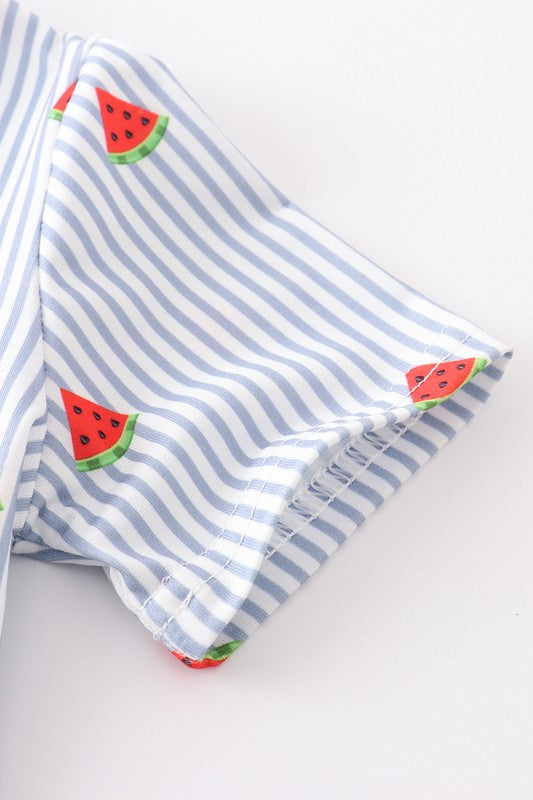 Watermelon print stripe boy top