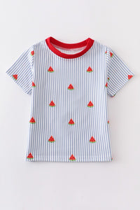 Watermelon print stripe boy top