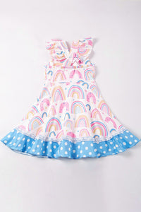 Rainbow print ruffle twirl dress