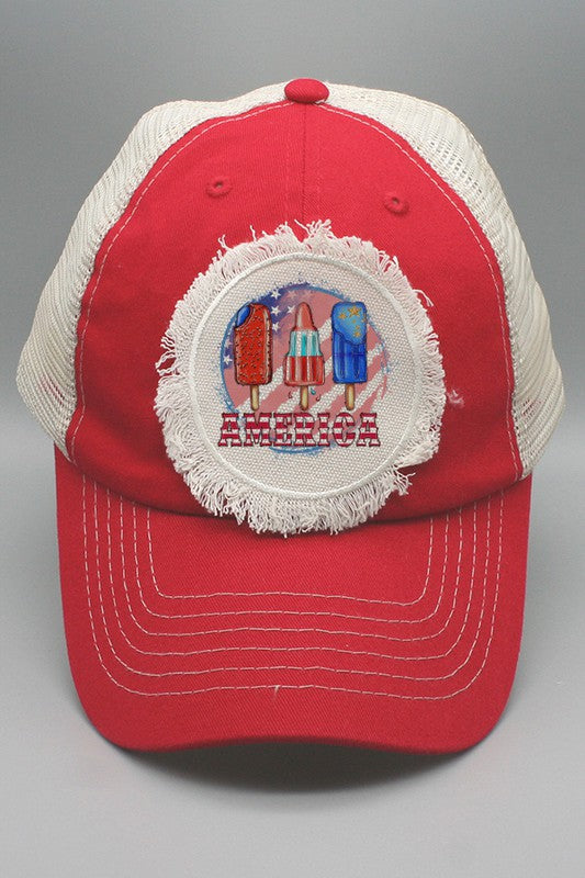 Patriotic USA America Popsicles Patch Hat