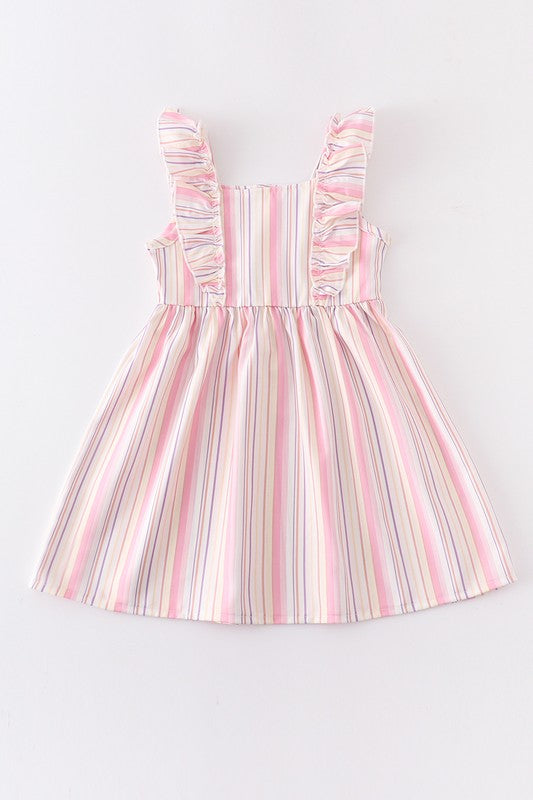 Multicolored stripe ruffle dress