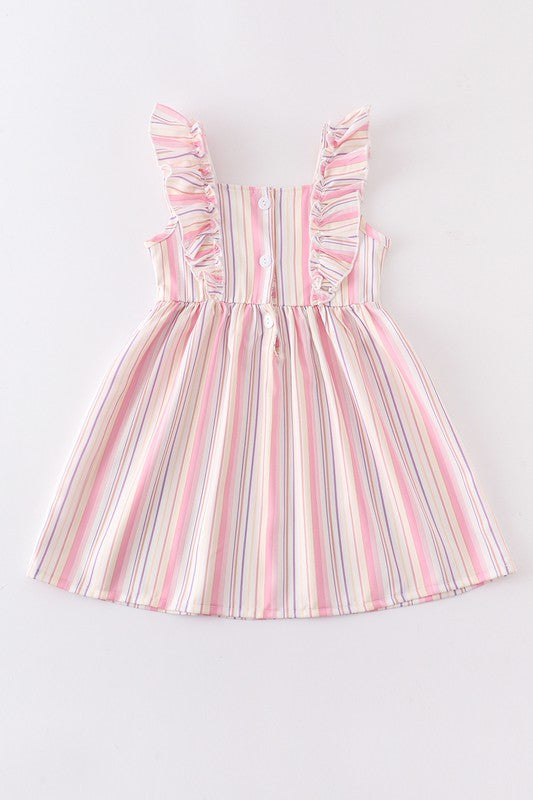 Multicolored stripe ruffle dress