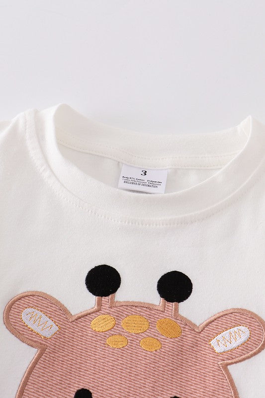 White deer applique boy top