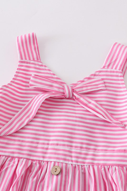 Pink stripe print girl dress