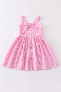 Pink stripe print girl dress