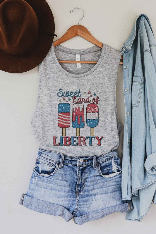 SWEET LAND OF LIBERTY USA GRAPHIC MUSCLE TANK