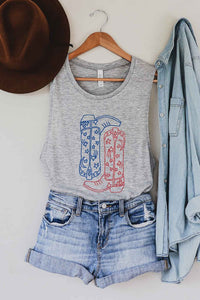 AMERICAN COWBOY BOOTS GRAPHIC MUSCLE TANK